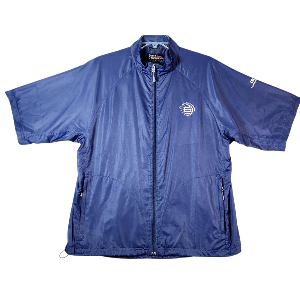 PGA TOUR Men's XL Blue Windbreaker Jacket Tour Championship Golf Nylon Full Zip
